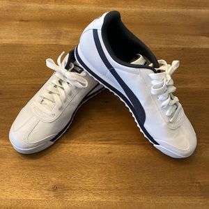 Puma Roma Classic Gum Sneaker, White/New Navy, US 12
